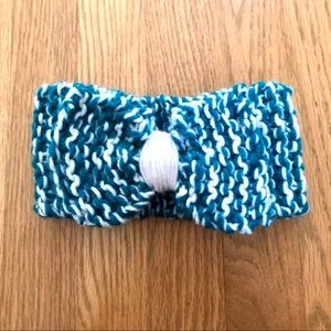 4/$25 Aqua White Knit Winter Headband Ear Muff Bow